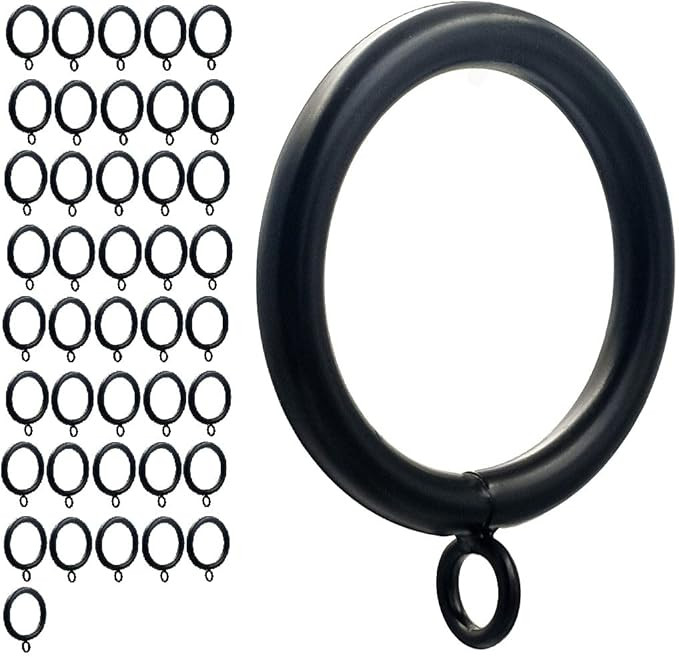 Curtain Ring Metal 42-Pcs 1.5 Inch Inner Diameter with Eyelets Fit Up to 1 1/4-Inch Rod Large Wir... | Amazon (US)
