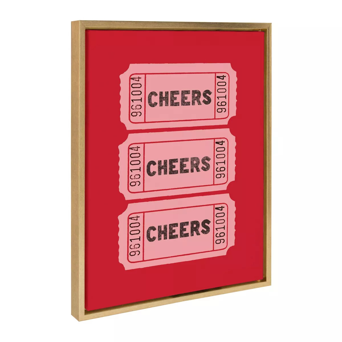 Kate & Laurel All Things Decor 18"x24" Cheers Pink Red Ticket Framed Canvas by Alli Standefer Bri... | Target