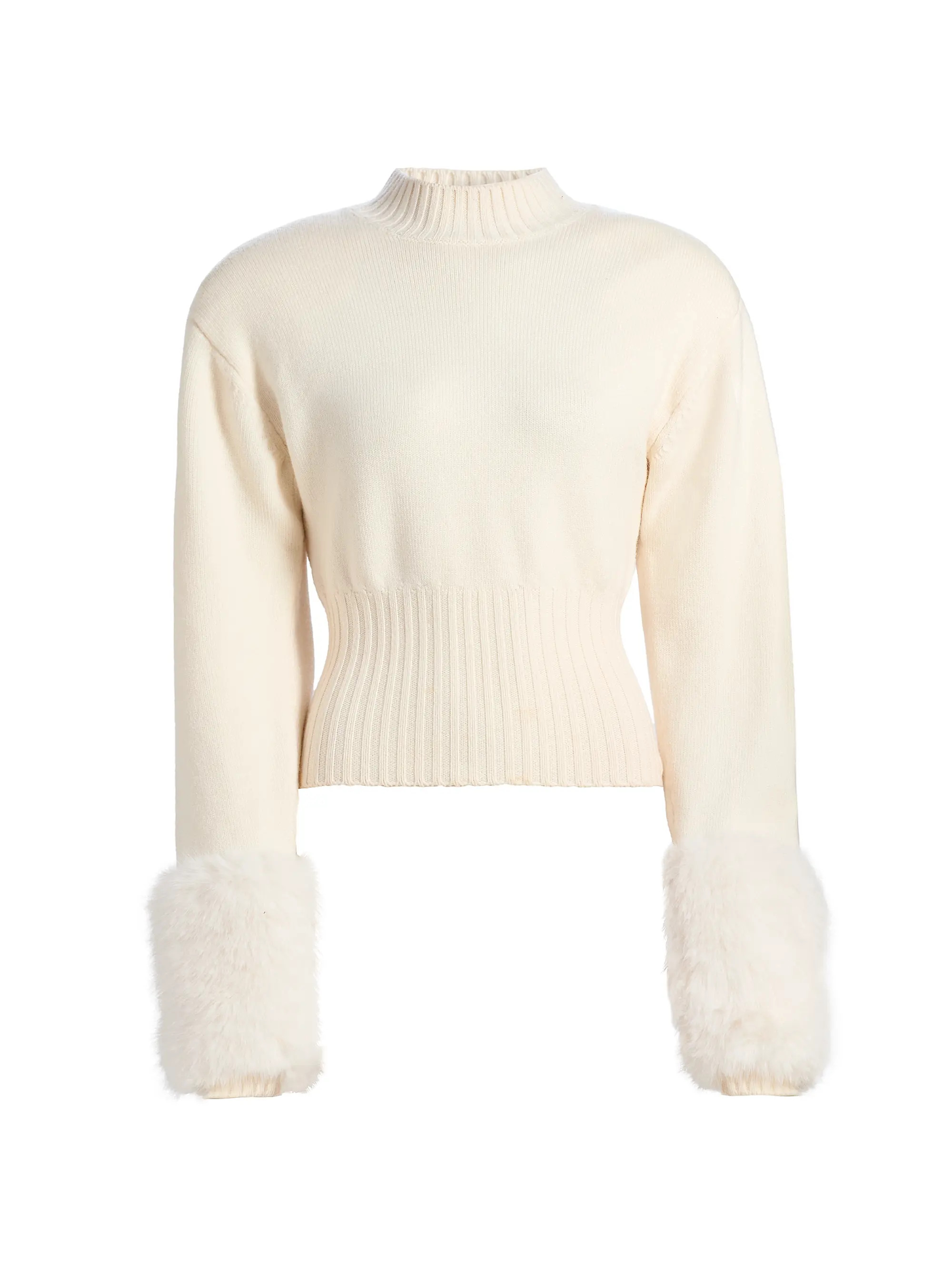 Jenner Faux-Fur Cuff Knit Top | Saks Fifth Avenue