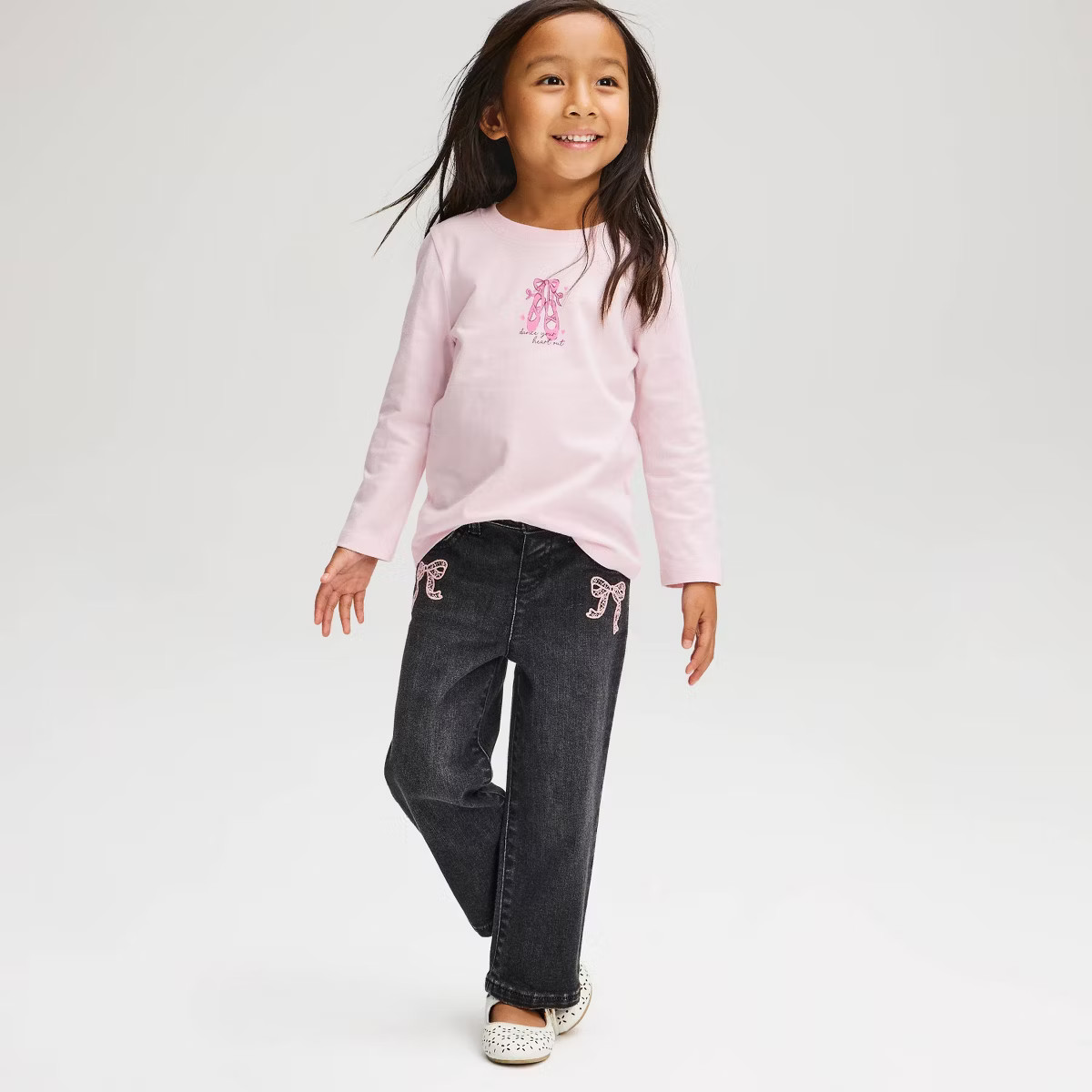 Toddler Girls' Long Sleeve Ballerina T-Shirt - Cat & Jack\u2122 Light Pink 12M | Target