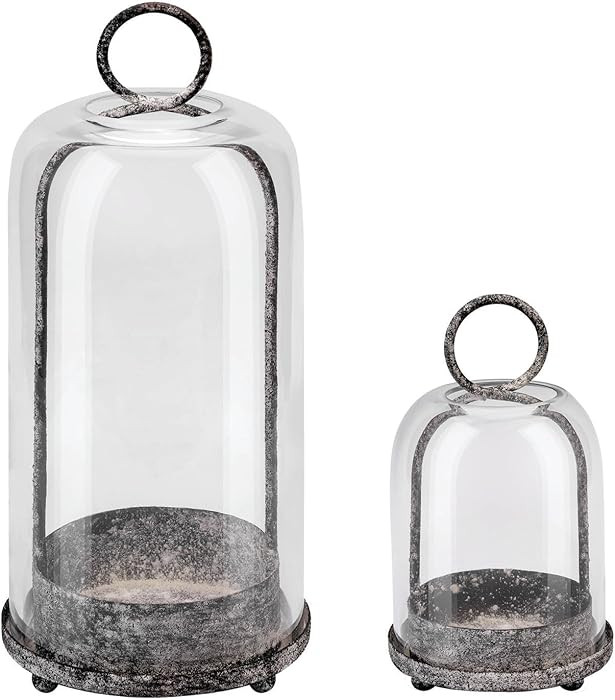 5" & 4" Wide Versatile Metal Candle Holder in Shabby Black with Handmade Thick, Heavy & Sturdy Gl... | Amazon (US)