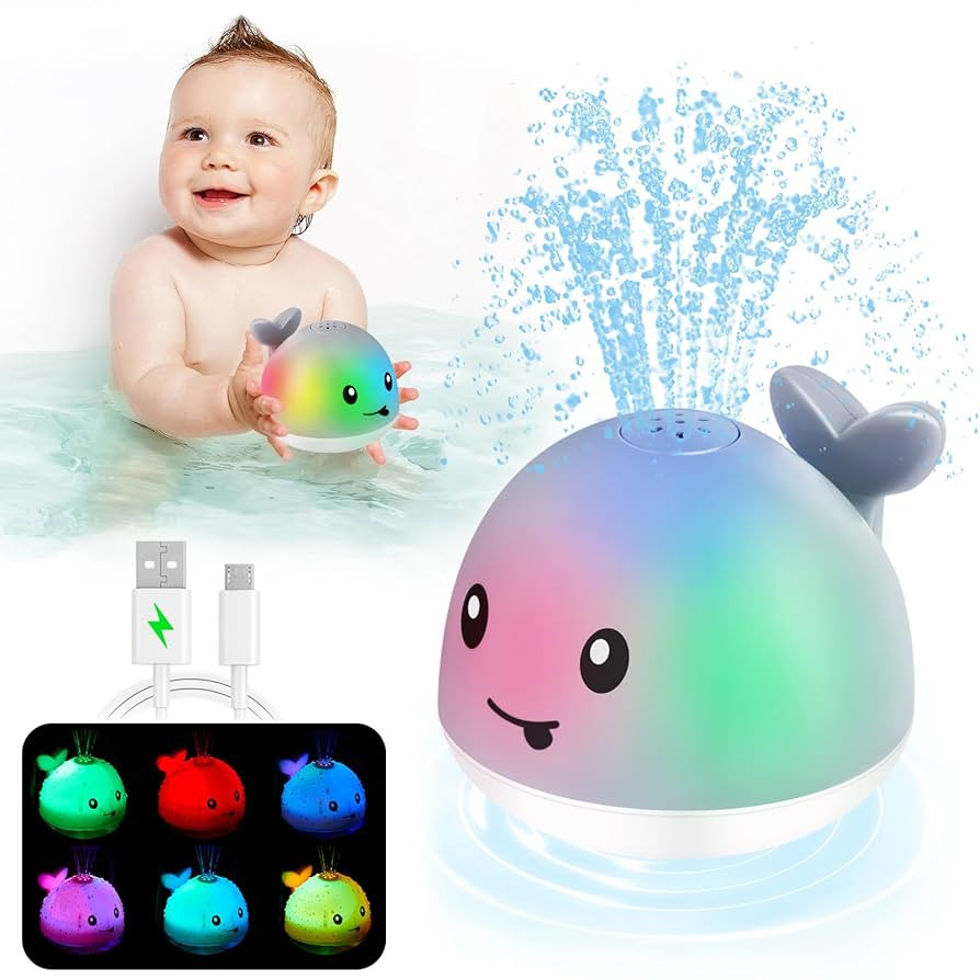 Baby Bath Toys, Toddler Bath Toys for Kids Ages 1-3, Light Up Whale Bath Toy Sprinkler, Pool Wate... | Amazon (US)