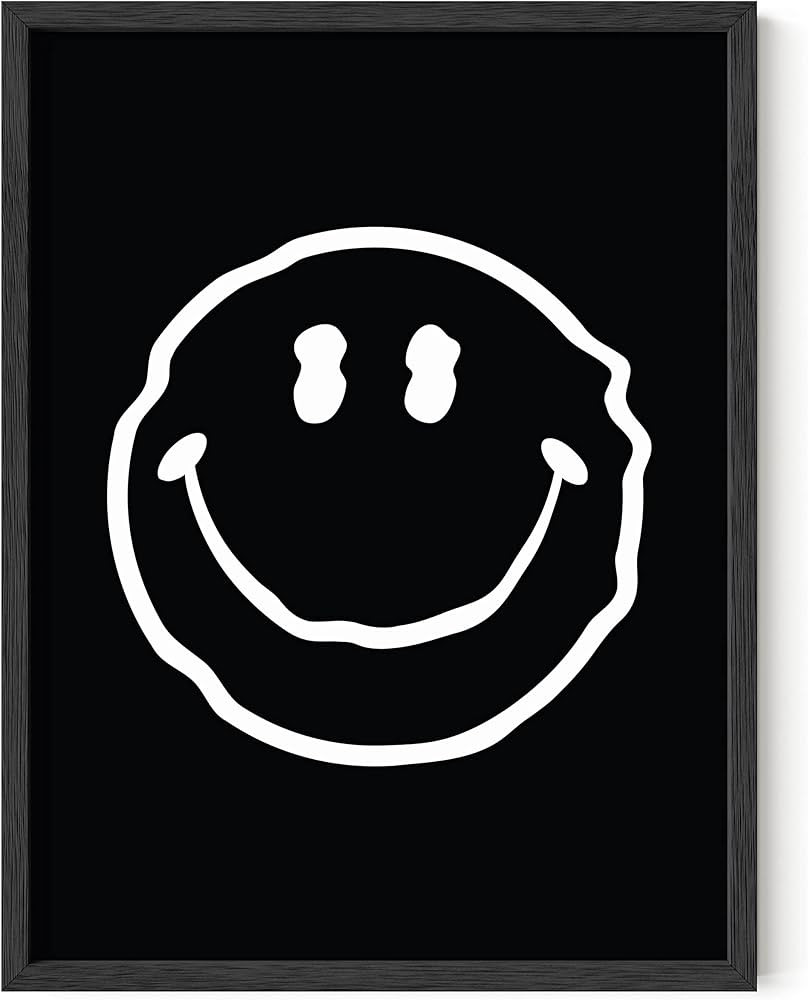 HAUS AND HUES Trippy Posters Black Smiley Face Poster Posters for Room Aesthetic 90s Trippy Black... | Amazon (US)