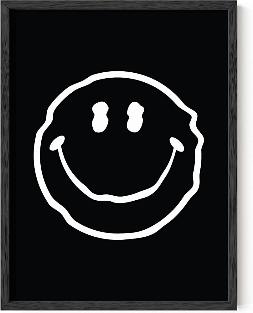 HAUS AND HUES Trippy Posters Black Smiley Face Poster Posters for Room Aesthetic 90s Trippy Black... | Amazon (US)