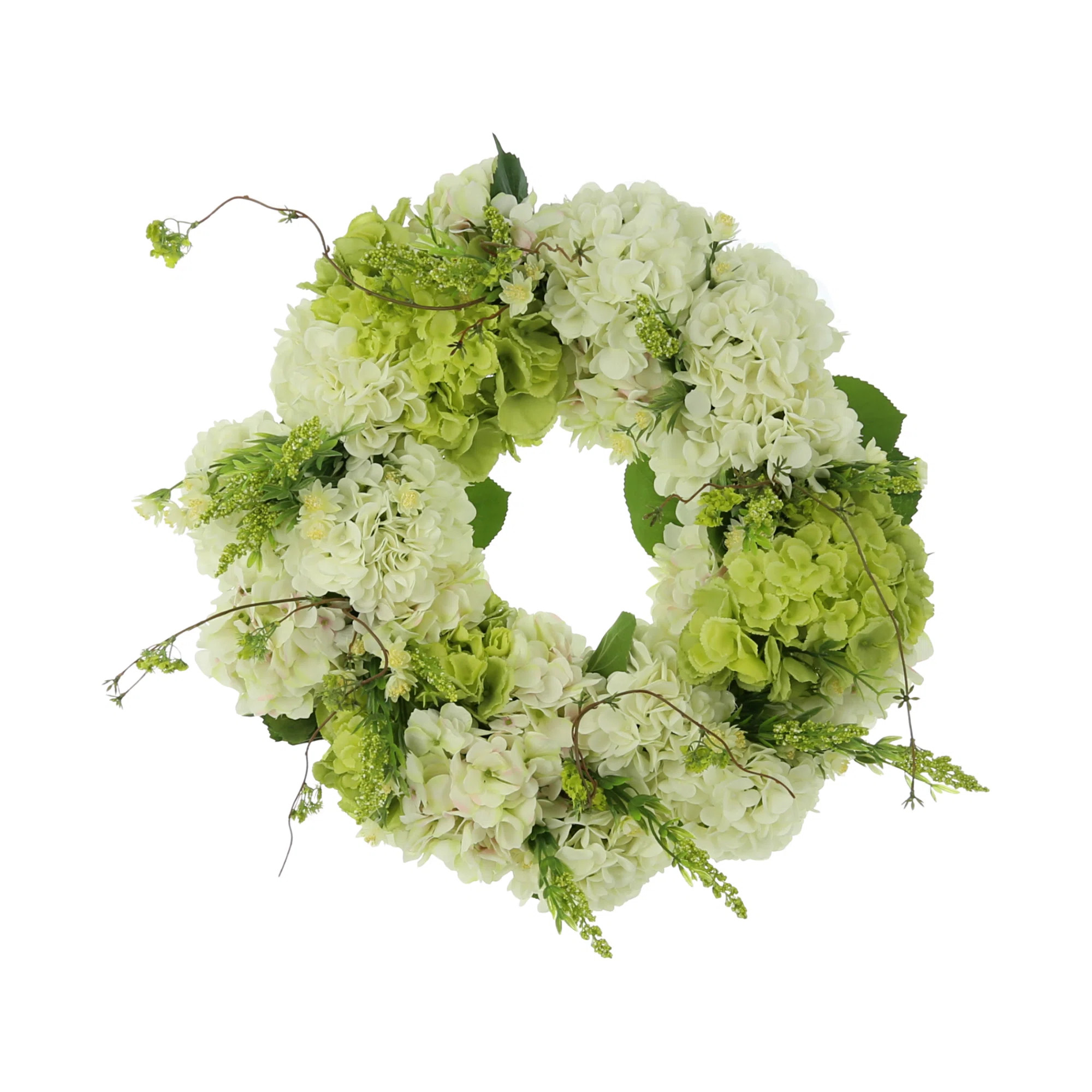 26" Grapevine Wreath With Assorted Hydrangea, Heather And Snowball Vine | Perigold