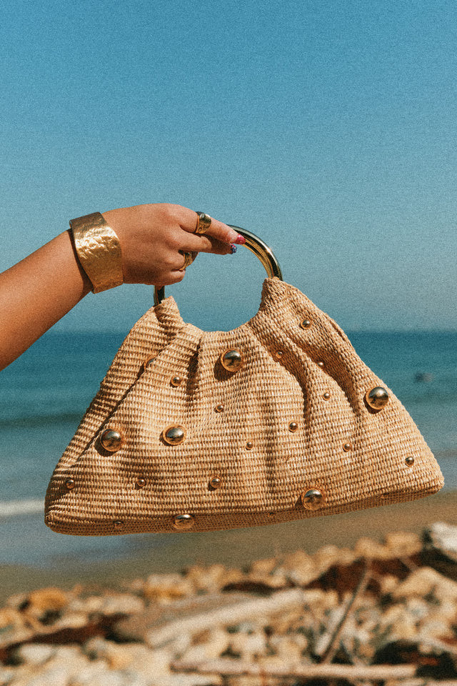 Miss Lola | Romina Natural Embellished Bag | MISS LOLA