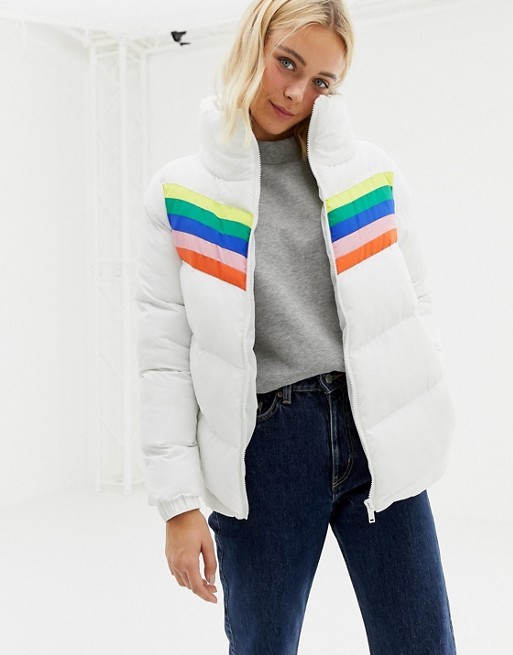 Brave Soul antonia padded jacket with rainbow stripe insert | ASOS US