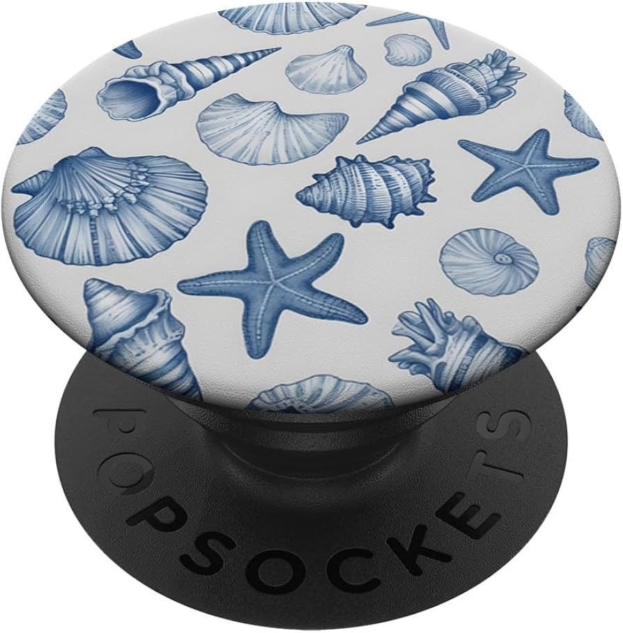 Blue Seashell Summer PopSockets Adhesive PopGrip | Amazon (US)