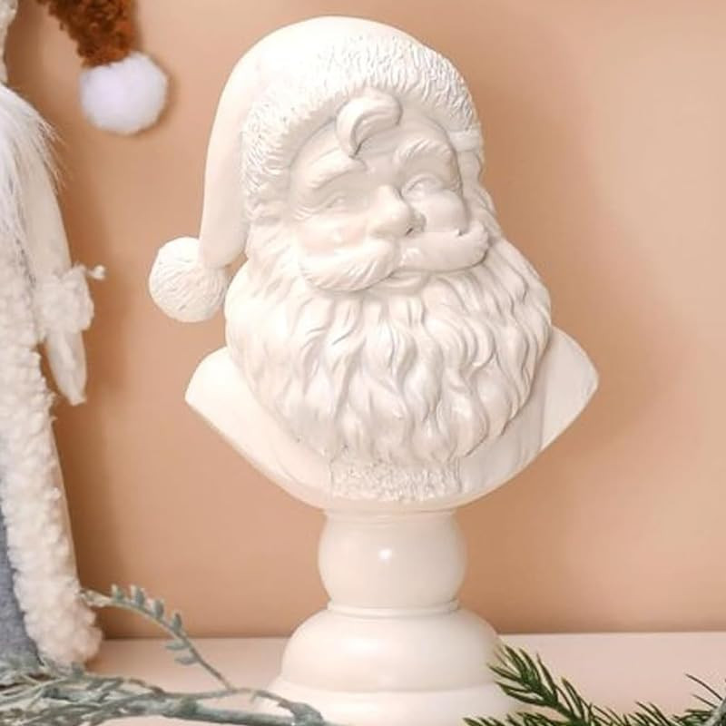 Santa Bust Christmas Tabletop Decoration, Xmas Figurine Craft Decoration, White Santa Claus Head ... | Amazon (US)