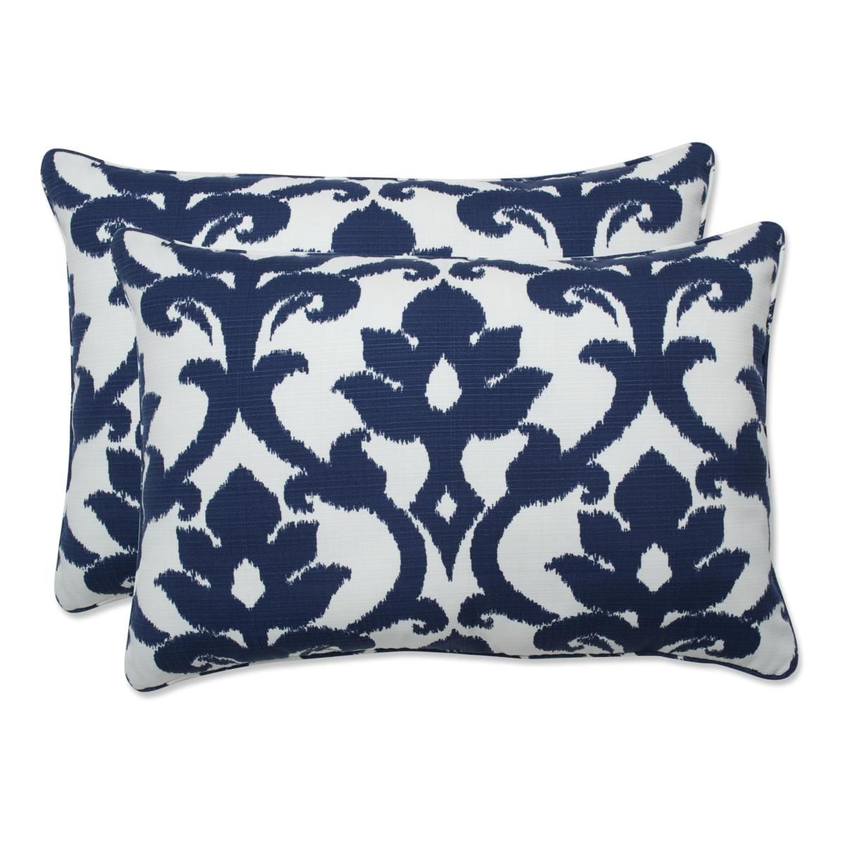 Pillow Perfect Set of 2 Outdoor Bosco Rectangular Throw Pillows - Navy - 7528789 | HSN | HSN