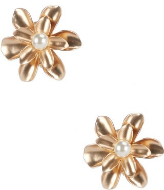Pearl Metal Flower Clip Drop Earrings | Dillard's