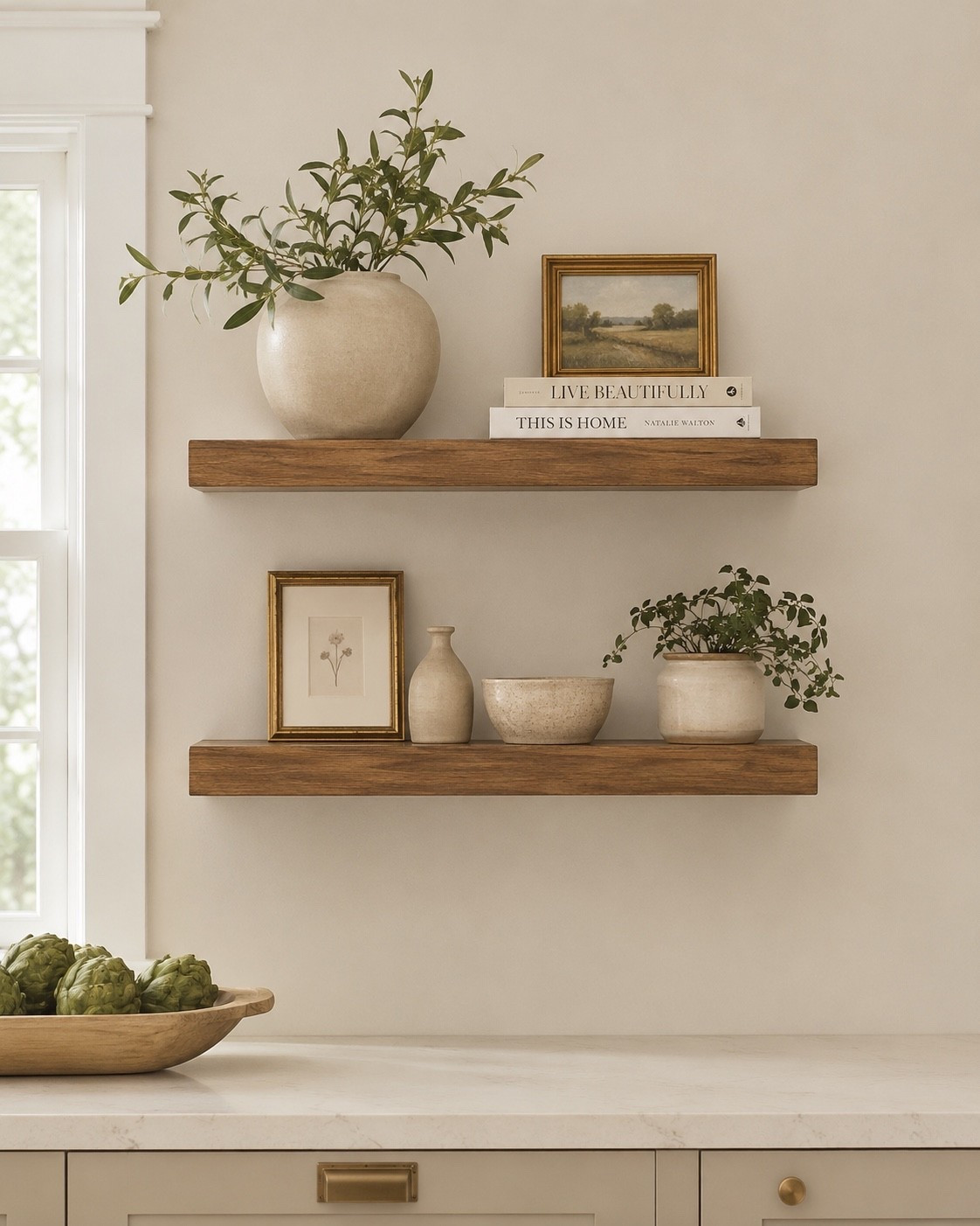 Beautiful set of 2 solid wood floating shelves for only $55 👏🏼

Floating shelves, styling ideas, home decor, looks for less