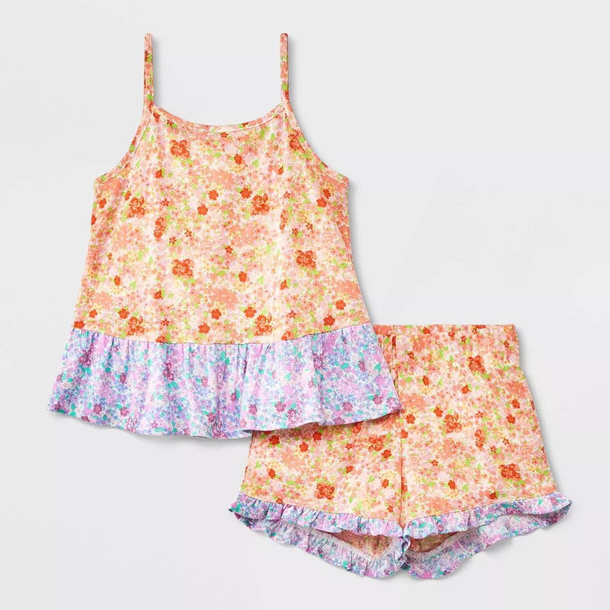 Girls' 2pc Pointelle Ruffle Tank Pajama Set - art class™ | Target