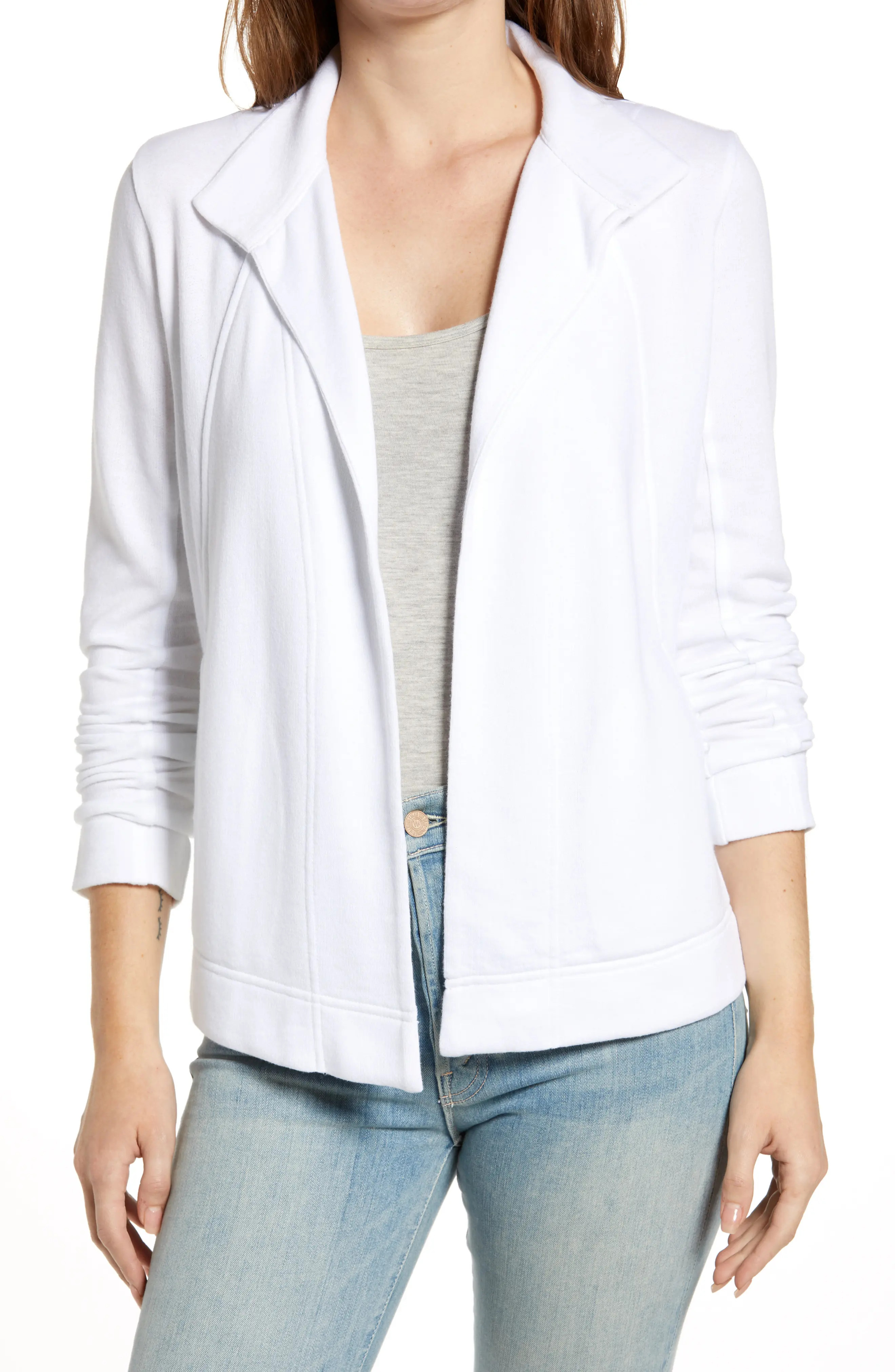 Women's Caslon Open Front Knit Blazer, Size Small - White | Nordstrom