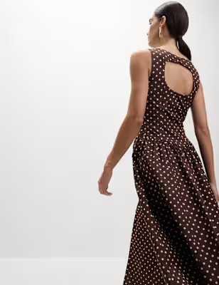 Polka Dot Round Neck Midaxi Waisted Dress | Marks and Spencer US