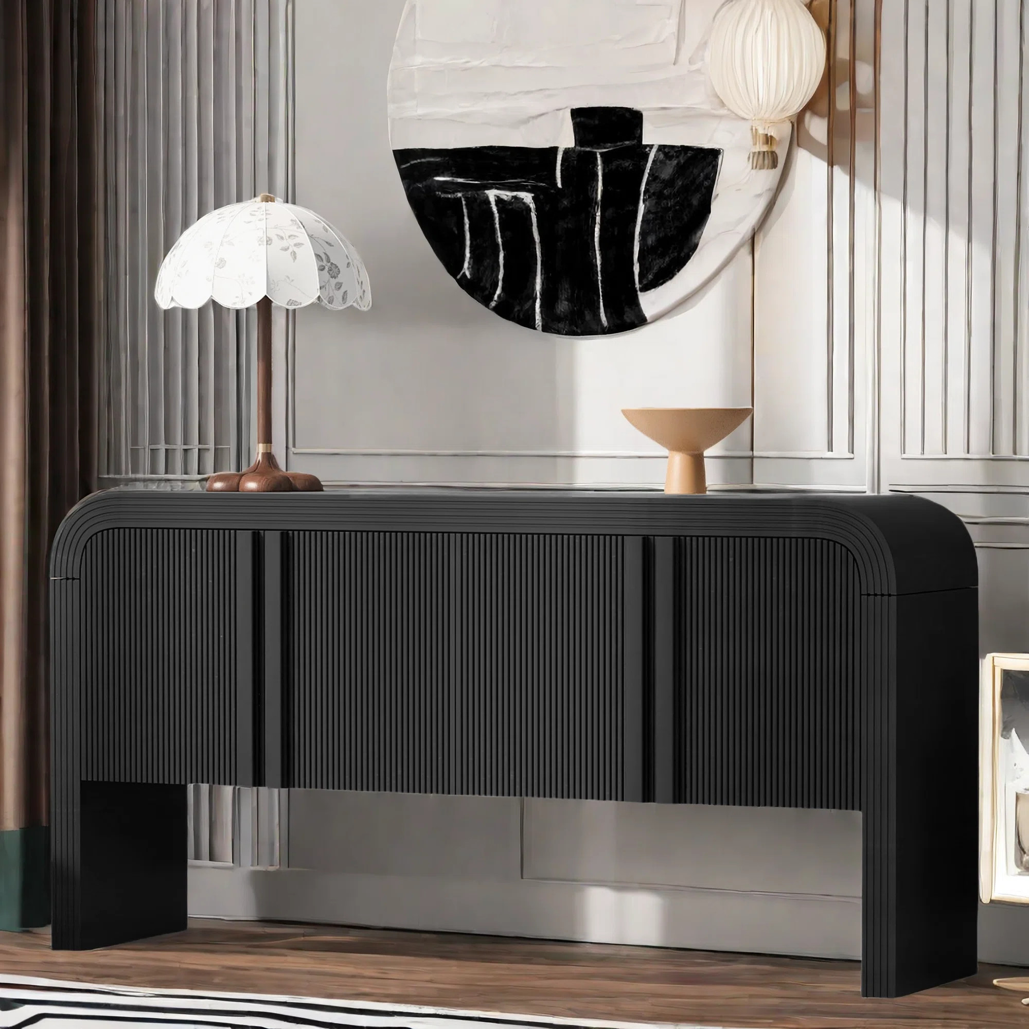 Wrought Studio™ Himanshi 63'' Wide Striped Sideboard with 4 Doors & Reviews | Wayfair | Wayfair North America