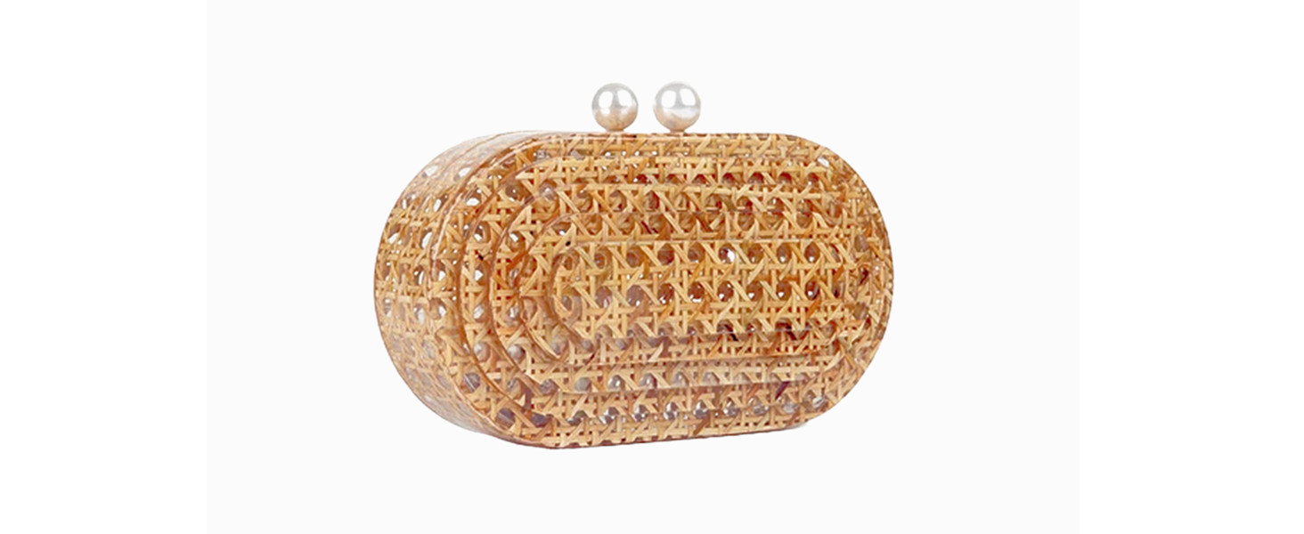 PENGZHI Women Acrylic Rattan Clutch Purse Rattan Woven Evening Bag Wedding Party Purse Summer Bea... | Amazon (US)
