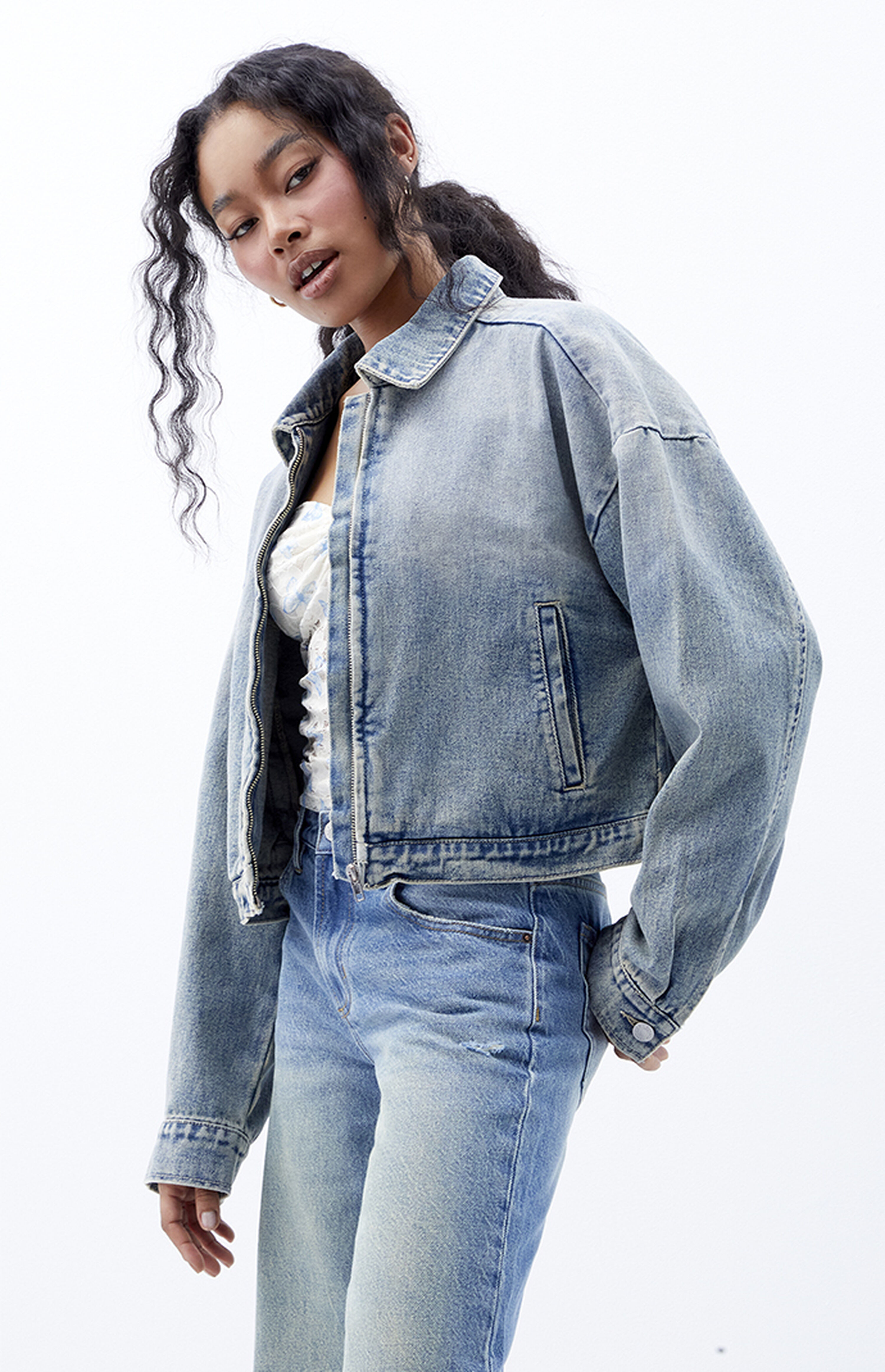 PacSun Cropped Denim Gas Jacket | PacSun