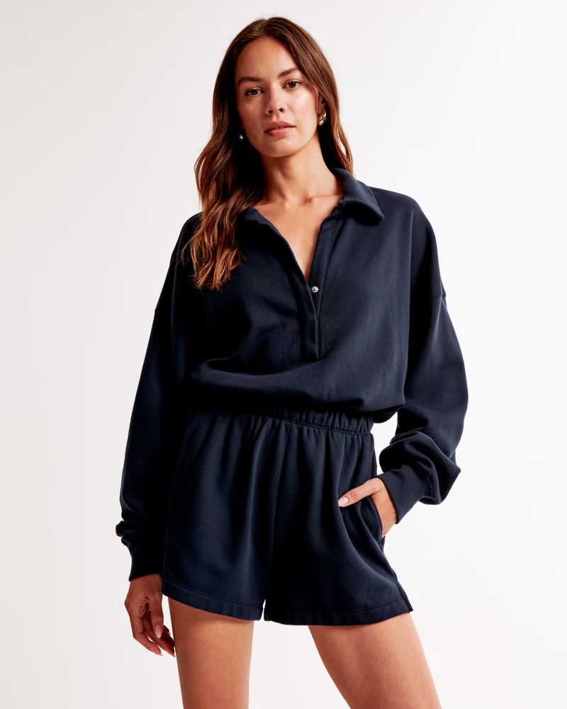 Women's Fleece Collared Romper | Women's Dresses & Jumpsuits | Abercrombie.com | Abercrombie & Fitch (US)