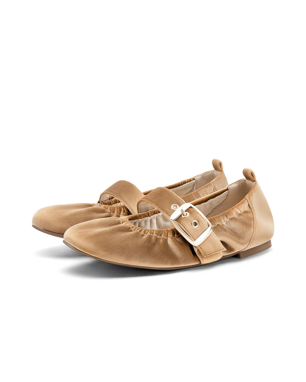 Muse | Round Toe Mary Jane Flats (Velvet) | Fitory Footwear US