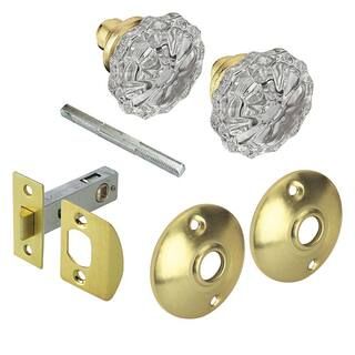 Defiant 2 in. Satin Brass Victorian Glass Knob Passage Set-70402 - The Home Depot | The Home Depot