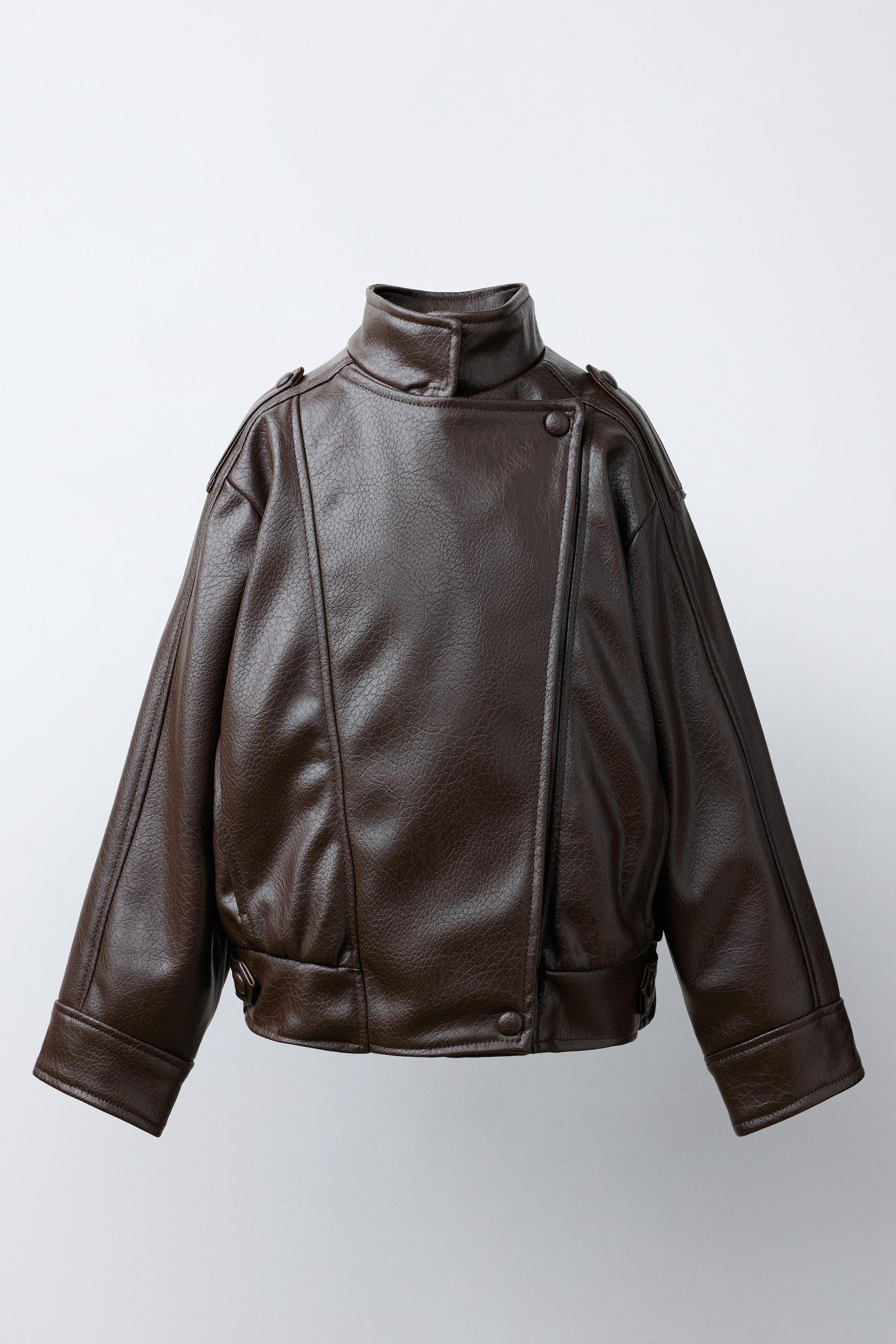 BLOUSON CROISÉ EN MATIÈRE SYNTHÉTIQUE | Zara FR