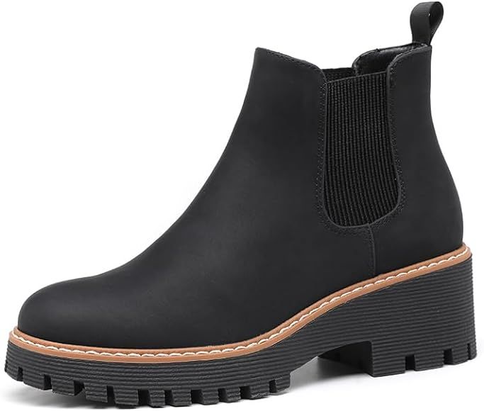 DECARSDZ Women's Chunky Platform Boots Classic Ankle Booties Women Chelsea Boots | Amazon (US)