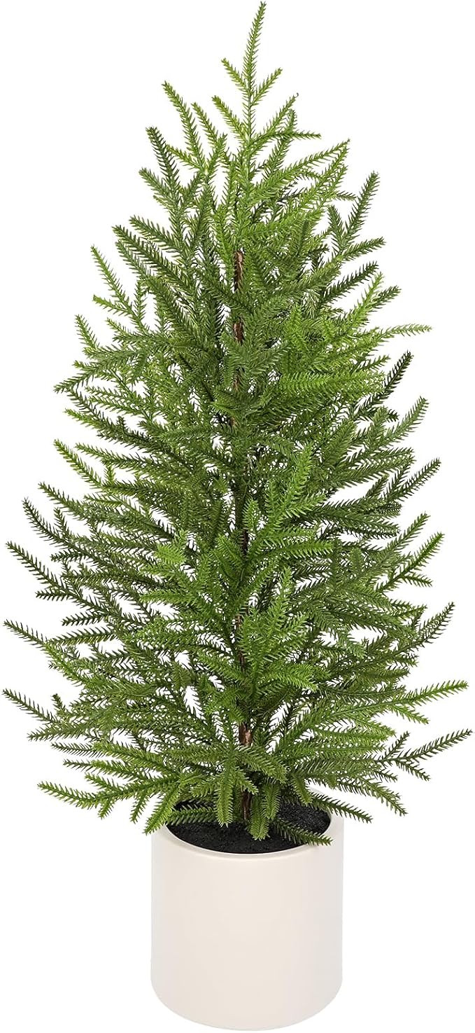 2.6ft Small Artificial Norfolk Pine Christmas Tree, Real Touch 31 inch Artificial Topiary Tree Sm... | Amazon (US)