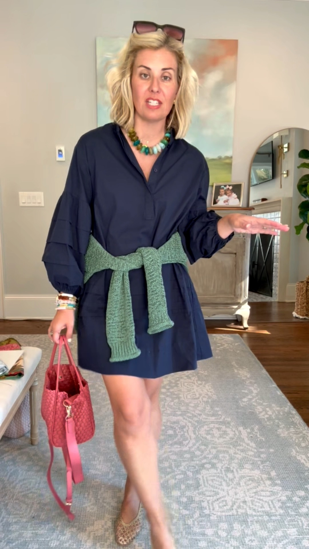 Perfect closet keeper dress that we are styling all the ways! ￼
Dress - xs
Sweater - xs 
Flats - 7.5 (sized down) 

Codes:
Allie + Bess - Catherine20

#LTKdayinmylife #LTKootd #LTKmomlife