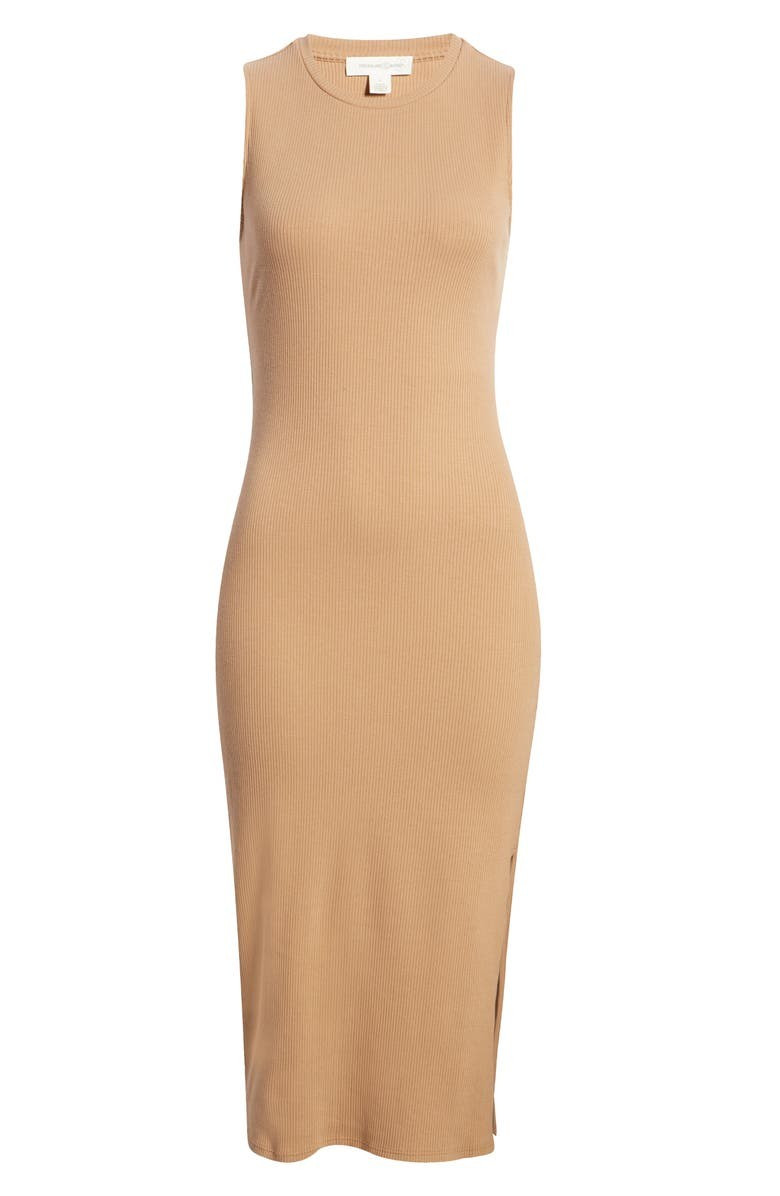 Rib Cutout Cotton Stretch Midi Dress | Nordstrom