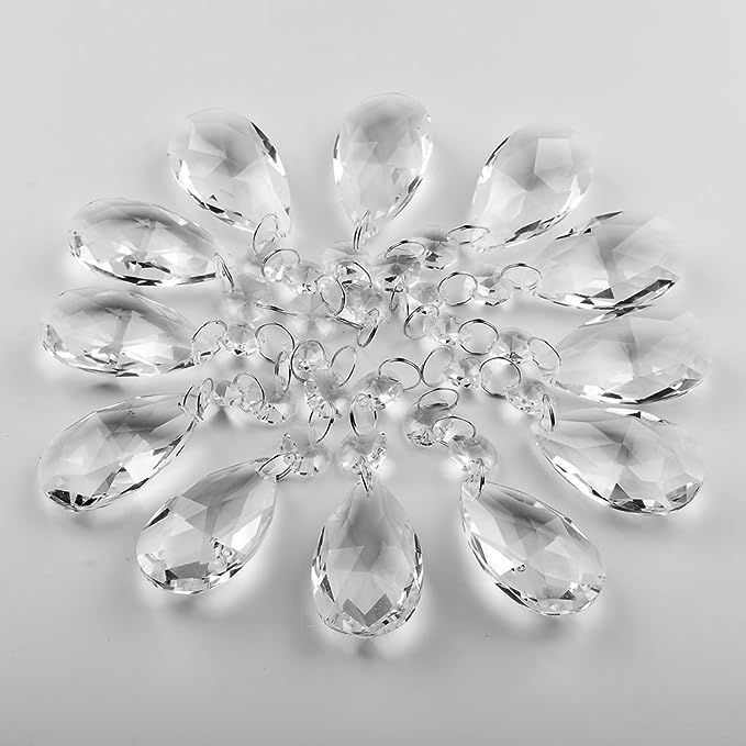 Supla Pack of 24 Teardrop Chandelier prisms candle chandelier Crystal Pendants Glass Pendants Beads | Amazon (US)