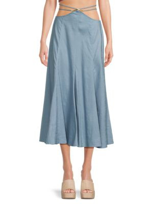Sandy Linen Blend Midi Skirt | Saks Fifth Avenue OFF 5TH