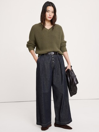 Chunky Cotton V-Neck Sweater | Banana Republic (US)