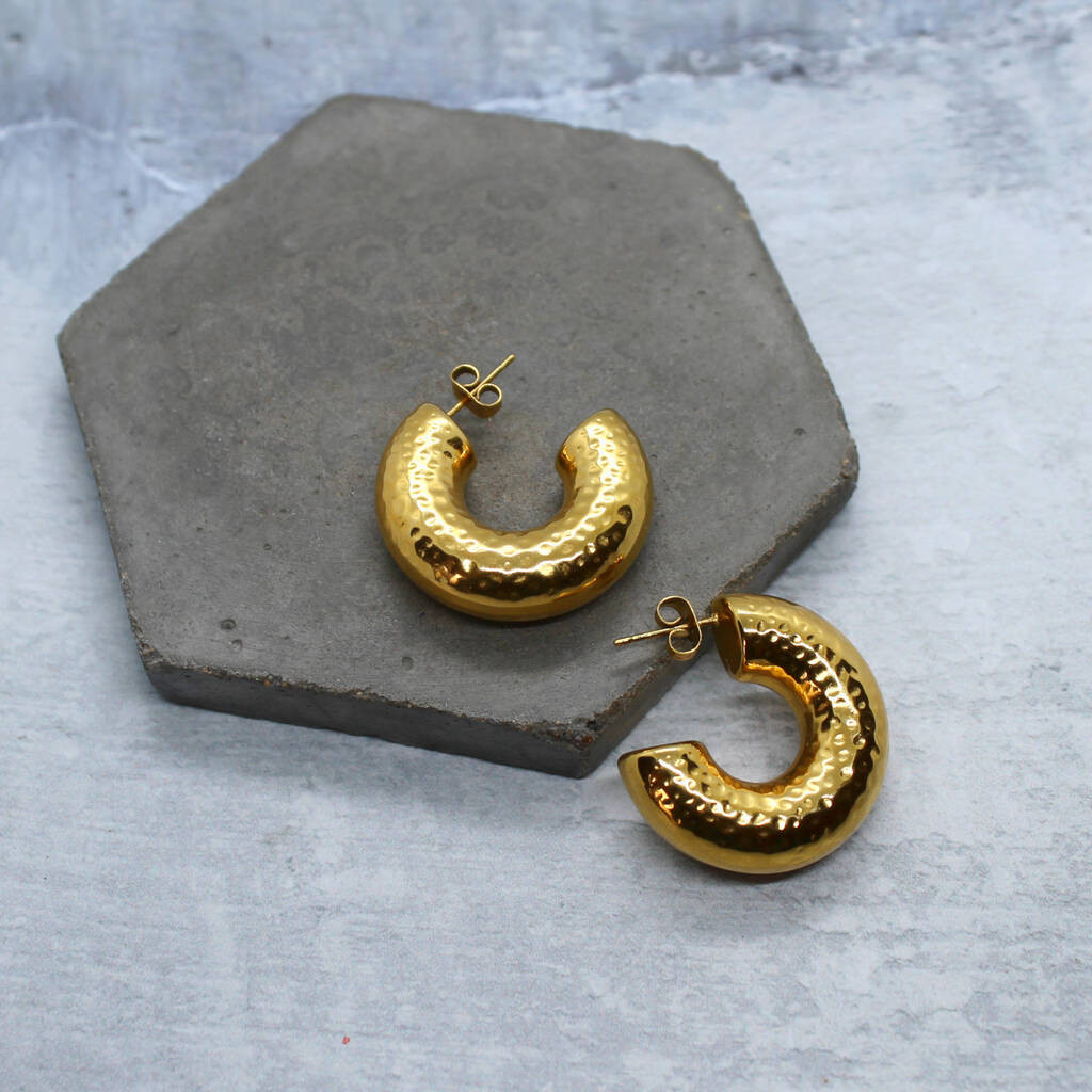 Chunky Hammered Hoops | Not On The High Street