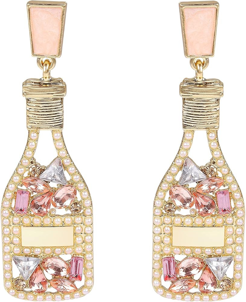 ELIUNG Beaded Earrings Beaded Champagne Bottle Earrings for Women Men Handmade Bead Champagne Dro... | Amazon (US)