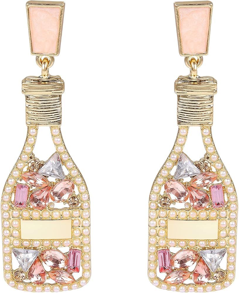 ELIUNG Beaded Earrings Beaded Champagne Bottle Earrings for Women Men Handmade Bead Champagne Dro... | Amazon (US)