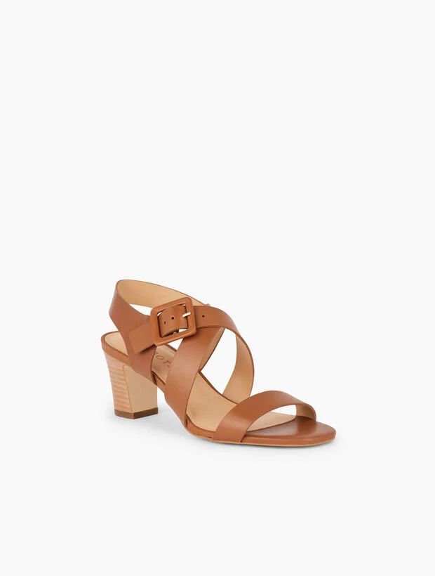 Paulina Leather Block Heel Sandals | Talbots