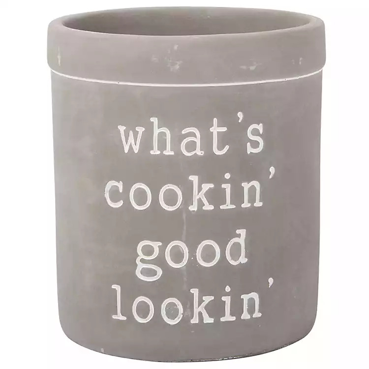 Gray Good Lookin' Utensil Crock | Kirkland's Home