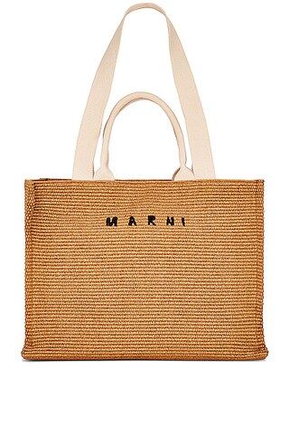 Marni Summer Shopping Bag in Sienna & Natural | FWRD | FWRD 