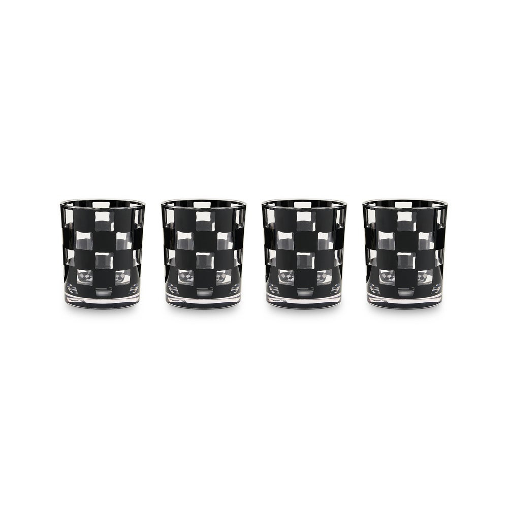 Black Check Acrylic Tumblers, Set of 4 | MacKenzie-Childs