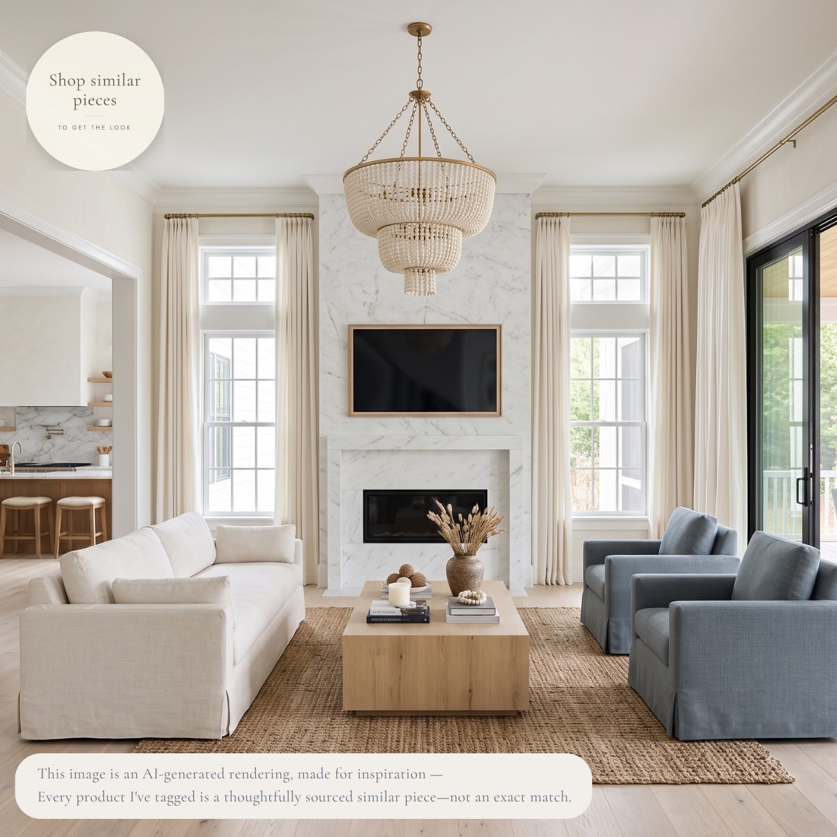 California coastal style never goes out of fashion. Soft neutrals, warm white oak, woven textures, and layers of blue create a living room that feels bright, relaxed, and timeless. I've thoughtfully sourced similar pieces to help you get the look in your own home. 🤍

AI-generated design concept for inspiration • Tagged products are thoughtfully sourced similar pieces, not exact matches • Affiliate links may be used. As an Amazon Associate, I earn from qualifying purchases.

#LTKHome

#LTKHome