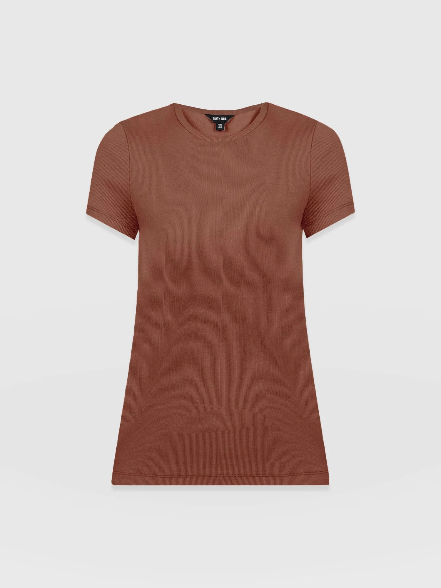 Ribbed Short Sleeve Tee - Russet Brown | Saint + Sofia
