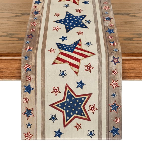 Sm:)e Stars 4th of July Table Runner 13x72 inch, Wooden Patriotic Decor Durable and Stylish Indep... | Walmart (US)