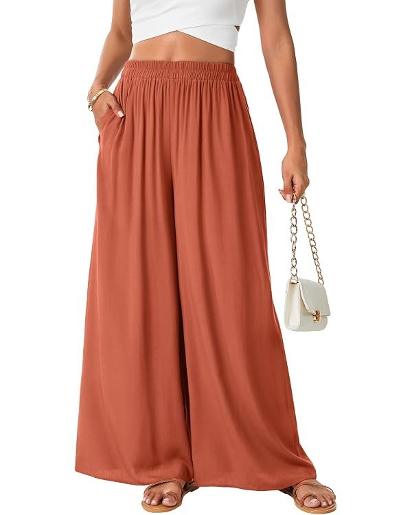 Women's Wide Leg High Waist Palazzo Pants | Amazon (US)