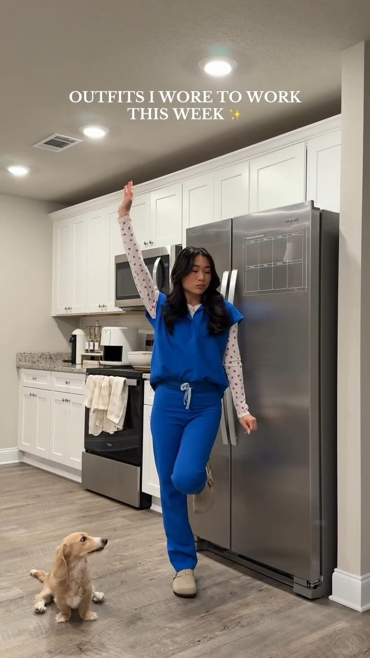 when you only work 4 days a week so no friday fit ✨ 
•
•
•
#nursestyle #scruboutfits #ootd #workootd #nursepractitioner #stylingscrubs #whatiworethisweek #outfitsoftheweek #ootw 
Nurse style, women in healthcare, ootd, ootw, outfits of the week, what I wore this week, nurse style, nurse life, nurse practitioner, scrub outfits, styling scrubs, fashion inspo, what I wore to work, work outfit, work ootd, scrubs