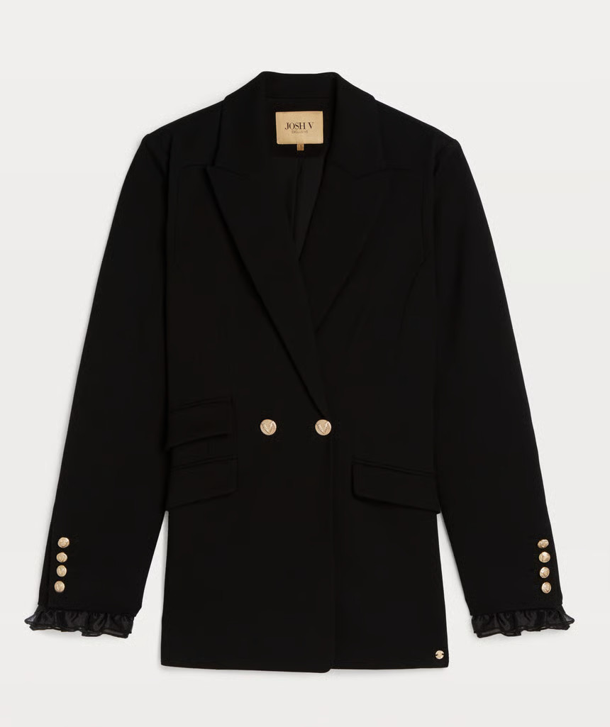 NICOLE fitted blazer met afneembare organza details - black | JOSH V (NL)
