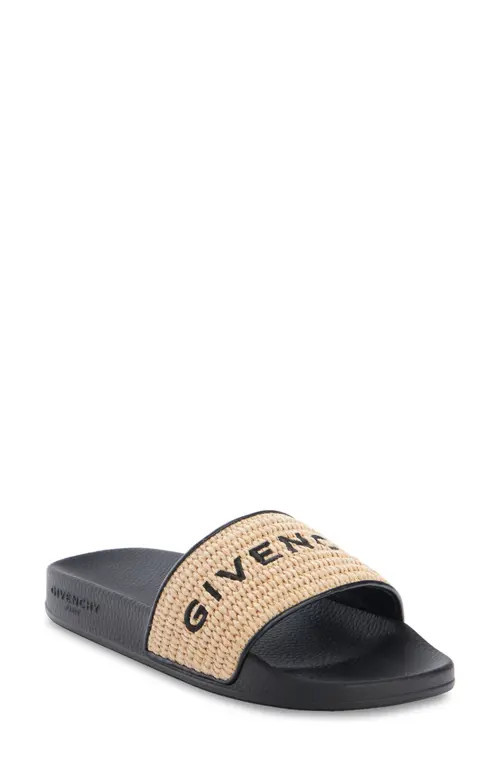 Givenchy 4G Flat Slide Sandal in Black/Natural at Nordstrom, Size 5Us | Nordstrom