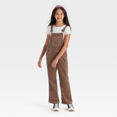 Girls' Wide Leg Corduroy Overalls Set - Cat & Jack™ Brown | Target
