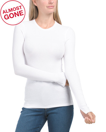 Rib Long Sleeve Crew Neck Top | TJ Maxx
