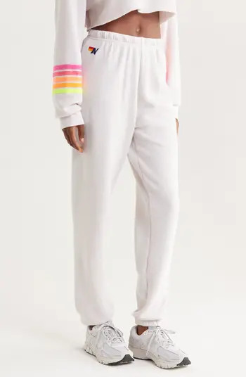 Aviator Nation Stripe Sweatpants in Charcoal/Turquiose at Nordstrom, Size X-Large | Nordstrom